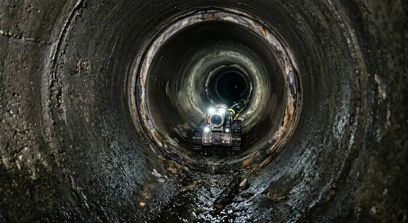 Robotic sewer camera inspecting pipe interior for Sewer Line Repair in Woodbridge